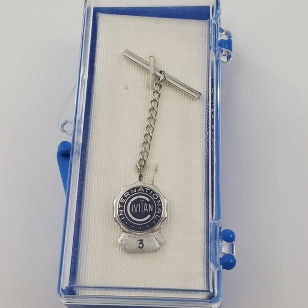Civitan International 3‎ Tie Tack Chain Silver Tone